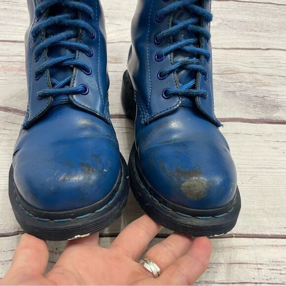 Dr. Martens 1460 Pascal Mono Lace Up Boots Blue Rare 2012 Sz 9 See Measurements - Picture 4 of 8